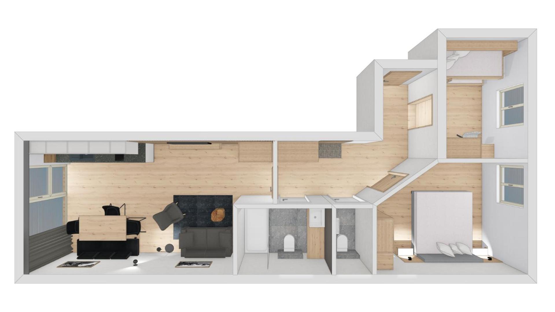 Apartment mit 2 Schlafzimmern und Balkon